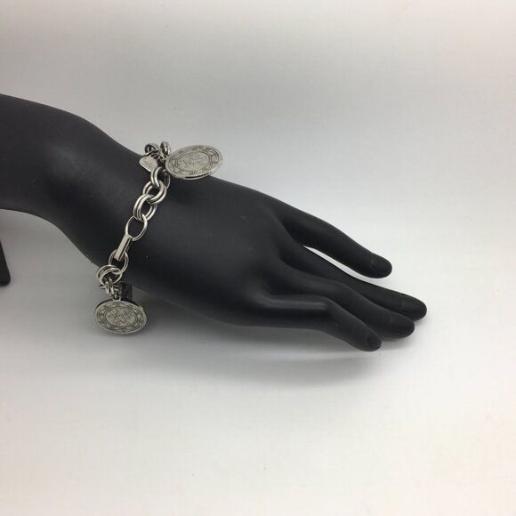 Judy Lee Faux Coins Charm Bracelet Napoleon Queen Victoria Silver Tone Vintage - Picture 3 of 4